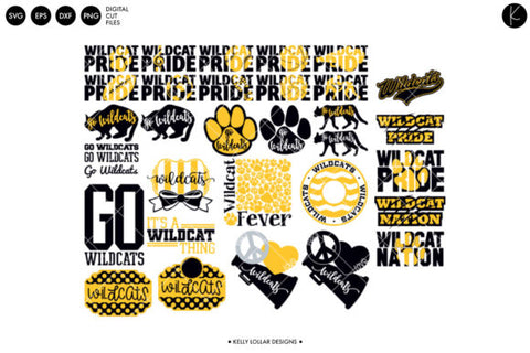 Wildcats Mascot Bundle Black Gold School Spirit